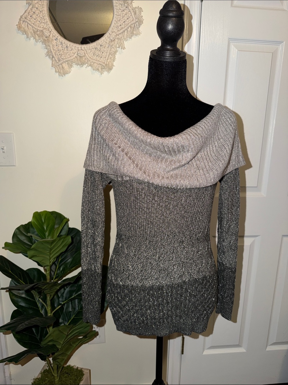 Soho Jeans Women's Gray Cowl Neck Sweater